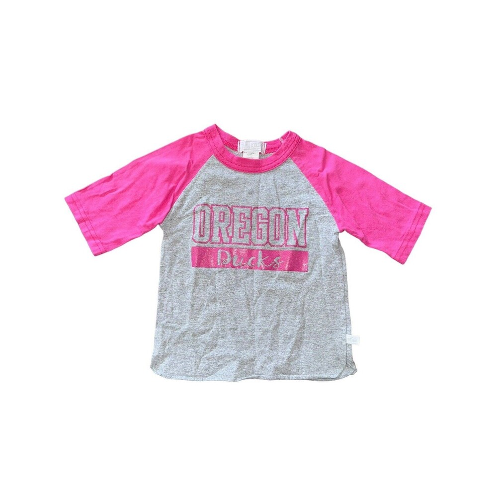 Oregon Ducks Youth 3T Shirt Gray and Pink Third Street Glitter University UofO